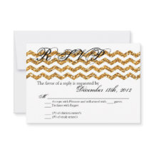 3x5 R.S.V.P.の応答カード金ゴールドのグリッターのシェブロンのストリップ