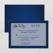 3x5 R.S.V.P.リプライカードネイビーブルーダブルバイク 出欠カード (正面/裏面)