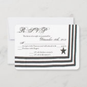 3x5 R.S.V.P.リプライカードネイビー夏のドレス白 出欠カード (正面)