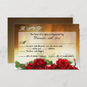 3x5 R.S.V.P.リプライカードレッドローズブーケブライダル 出欠カード (正面/裏面)