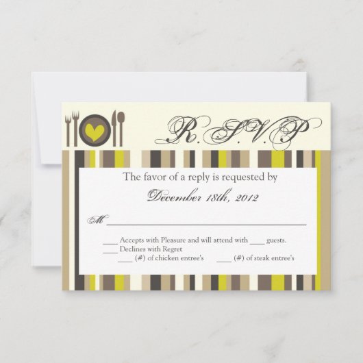 3x5 R.S.V.P.リプライカード中国プレートSilverware 出欠カード (正面)