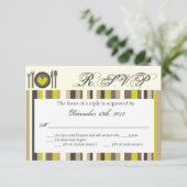 3x5 R.S.V.P.リプライカード中国プレートSilverware 出欠カード (スタンド正面)