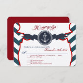 3x5 R.S.V.P.リプライ・カードのいかり・コンパス航海のス 出欠カード (正面/裏面)