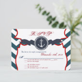 3x5 R.S.V.P.リプライ・カードのいかり・コンパス航海のス 出欠カード (スタンド正面)