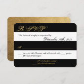 3x5 R.S.V.P.リプライ・カードのモダン白黒 出欠カード (正面/裏面)