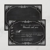 3x5 R.S.V.P.リプライ・カードのChalkboardモダンヴィンテージ 出欠カード (正面/裏面)