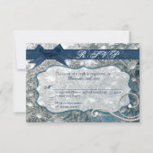 3x5 R.S.V.P.リプライ・カードひび氷の冬の雪 出欠カード (正面)