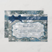 3x5 R.S.V.P.リプライ・カードひび氷の冬の雪 出欠カード (正面/裏面)