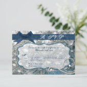 3x5 R.S.V.P.リプライ・カードひび氷の冬の雪 出欠カード (スタンド正面)