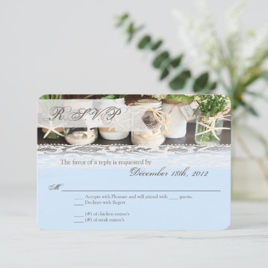 3x5 R.S.V.P.リプライ・カードビーチシーメイソンJars海 出欠カード (スタンド正面)