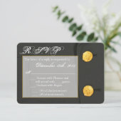 3x5 R.S.V.P.リプライ・カード軍ドレスグリーン制服 出欠カード (スタンド正面)