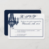 3x5 R.S.V.P.リプライ・カード・クリスタル・シャンデリア・グリッツ 出欠カード (正面/裏面)