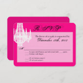 3x5 R.S.V.P.リプライ・カード・クリスタル・シャンデリア・グリッツ 出欠カード (正面/裏面)