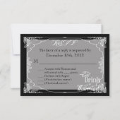 3x5 R.S.V.P.リプライ・カード・ドリンク食べブは黒結婚したく 出欠カード (正面)
