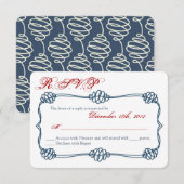 3x5 R.S.V.P.リプライ・カード・ネイビー・ノット・航海のいかり 出欠カード (正面/裏面)