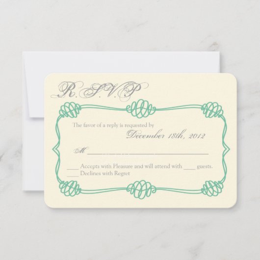 3x5 R.S.V.P.リプライ・カード・ノット・航海のいかりTiff 出欠カード (正面)