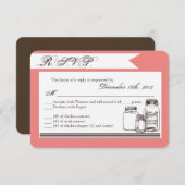 3x5 R.S.V.P.リプライ・カード・メイスン・ジャー・カントリー素朴 出欠カード (正面/裏面)