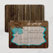 3x5 R.S.V.P.リプライ・カード・メイソンJARイニシャル 素朴 出欠カード (正面/裏面)