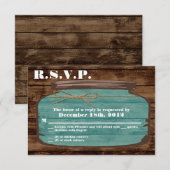 3x5 R.S.V.P.リプライ・カード・メイソンjarウッド・カントリー 出欠カード (正面/裏面)