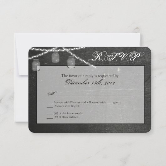 3x5 R.S.V.P.リプライ・カード・メイソンJAR文字列ライト 出欠カード (正面)