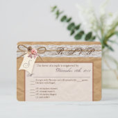 3x5 R.S.V.P.リプライ・カードKraft紙レースTwine Bow 出欠カード (スタンド正面)