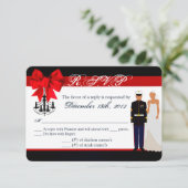 3x5 R.S.V.P.リプライ・カードMarine Hispanic Uniform 出欠カード (スタンド正面)