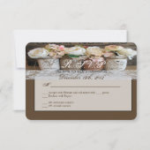 3x5 R.S.V.P.リプライ・カードMason Jarsとバラ 出欠カード (正面)