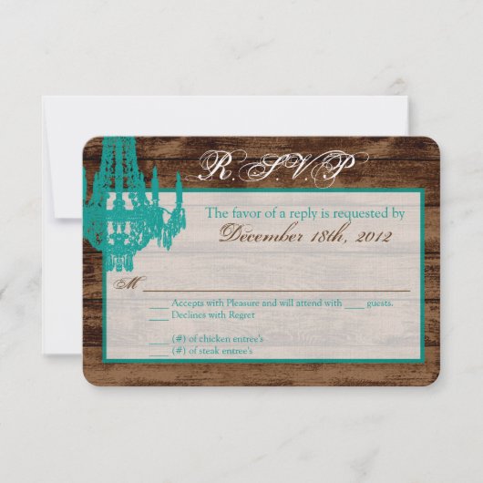 3x5 R.S.V.P.リプライ・カードWestern Chandelier 素朴 出欠カード (正面)