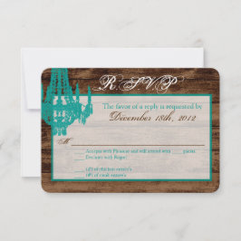 3x5 R.S.V.P.リプライ・カードWestern Chandelier 素朴 出欠カード