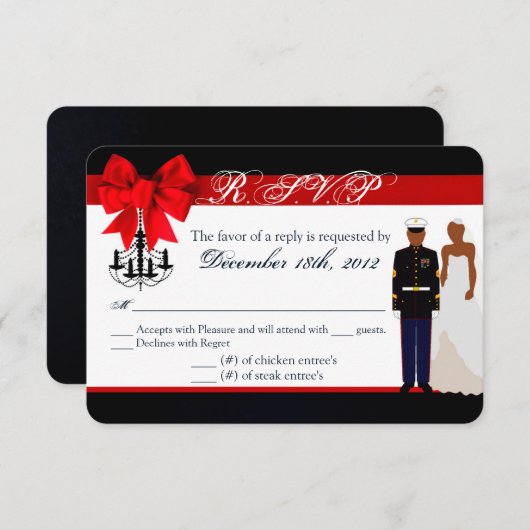 3x5 R.S.V.P.応答カードマリンアフリカ名Uniform 出欠カード (正面/裏面)