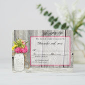 3x5 R.S.V.P.応答カードメイソンjarとワイルドフラワー 出欠カード (スタンド正面)