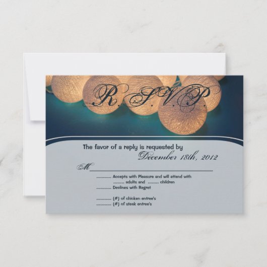 3x5 R.S.V.P.応答カード文字列ライトナイトランター 出欠カード (正面)