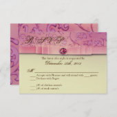 3x5 R.S.V.P.返信カードアメジスト宝石エンボス 出欠カード (正面/裏面)