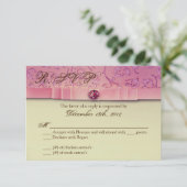 3x5 R.S.V.P.返信カードアメジスト宝石エンボス 出欠カード (スタンド正面)