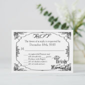 3x5 R.S.V.P.返信カー食べドリン結婚したク 出欠カード (スタンド正面)