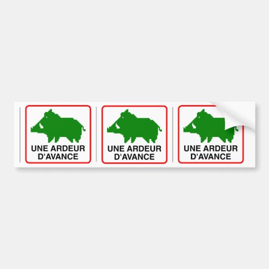 3x STICKER VOITURE sanglier - UNE ARDEUR D'AVANCE バンパーステッカー (正面)