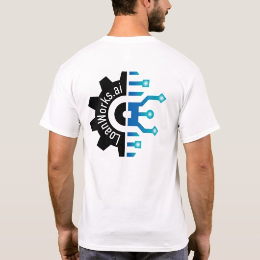 3XCOMPメンズTシャツ – 白 Tシャツ (裏面)