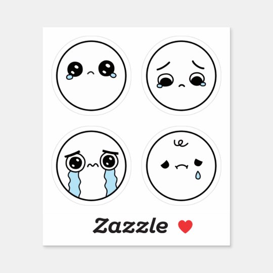 4枚の悲しい顔絵文字シールセット シール Zazzle Co Jp