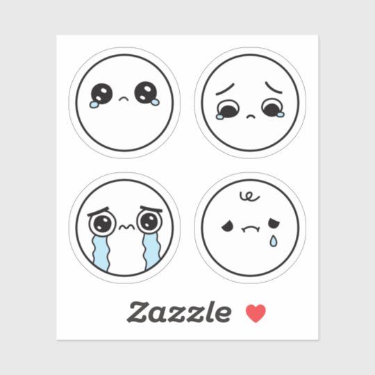 4枚の悲しい顔絵文字シールセット シール Zazzle Co Jp