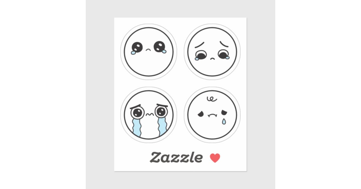 4枚の悲しい顔絵文字シールセット シール Zazzle Co Jp