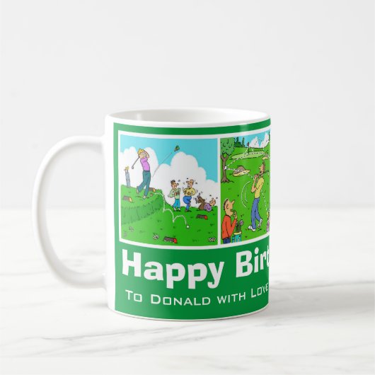 4おもしろいゴルフ&ゴルフ漫画をパーソナライズする。 コーヒーマグカップ (左)