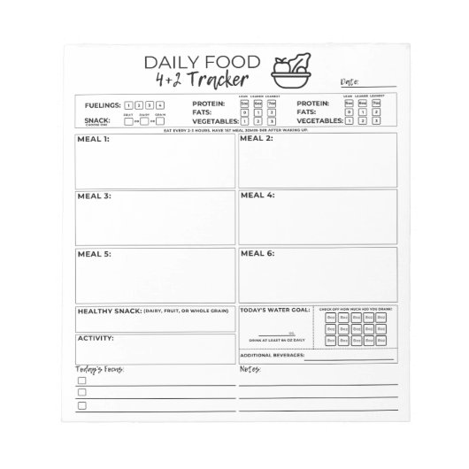 4および2メモ帳Food Tracker ノートパッド (正面)