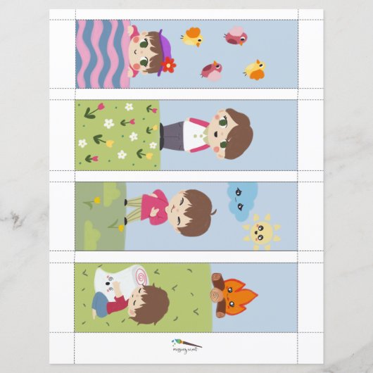 4かわいいキャンピングフレンド編集可能ブックマーク (裏面)