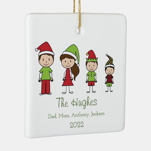 4かわいいクリスマスパーソナライズされた装飾品の家族 セラミックオーナメント (右)