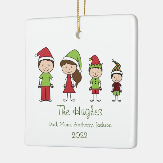 4かわいいクリスマスパーソナライズされた装飾品の家族 セラミックオーナメント (左)
