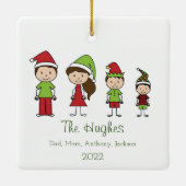 4かわいいクリスマスパーソナライズされた装飾品の家族 セラミックオーナメント (裏面)