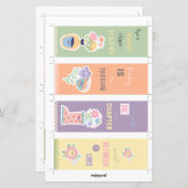 4かわいいフローラブックマークと切り取り手 (正面/裏面)