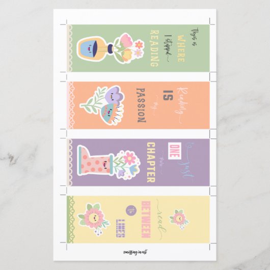 4かわいいフローラブックマークと切り取り手 (正面)