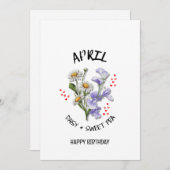 4かわいらし月誕生月花誕生日カード (正面/裏面)