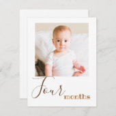 4か月フォト最初の誕生日バナーカード (正面/裏面)